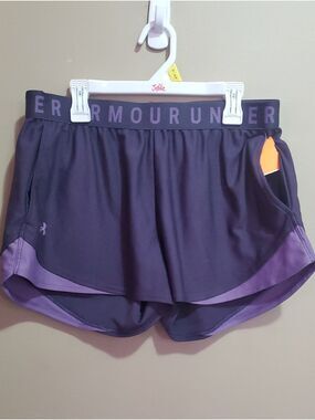 Under Armour Women's Dark Purple Layered Training Shorts Size Medium